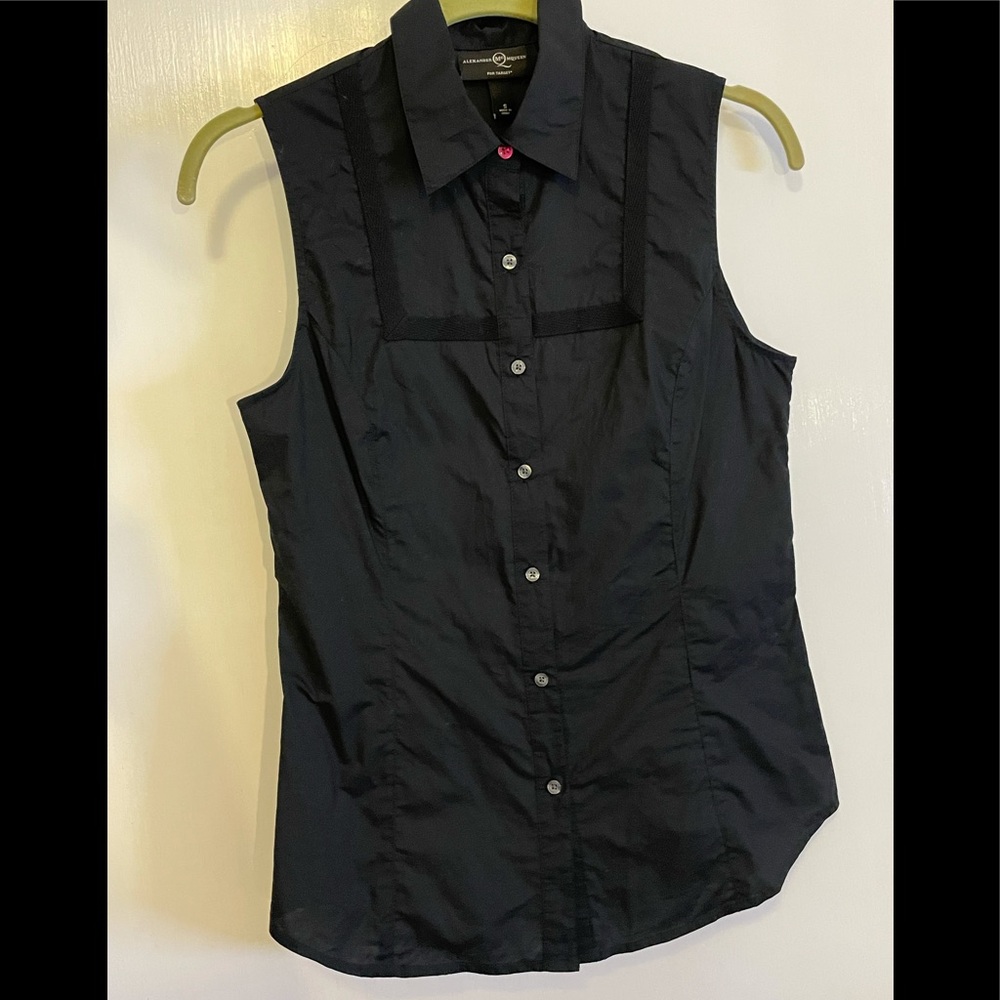 Alexander McQueen Black Cotton button up top